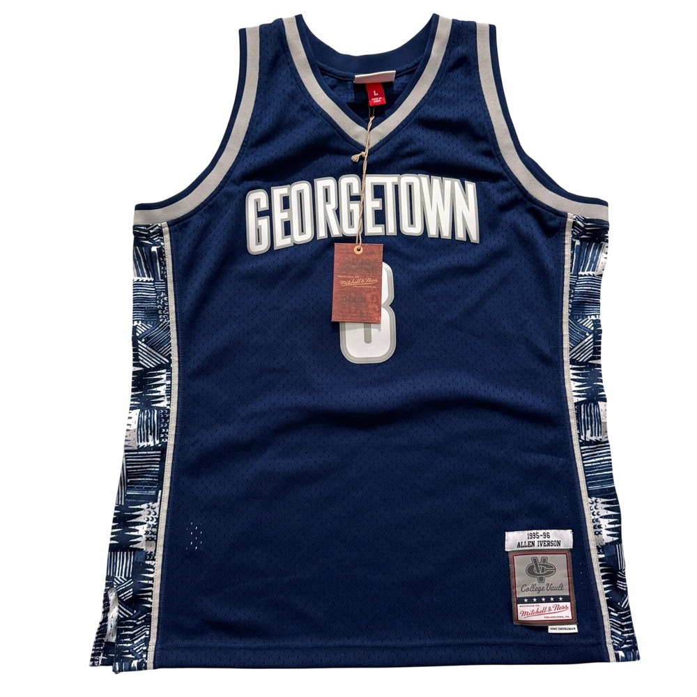 NWT Allen Iverson Mitchell & Ness Georgetown 1995-96 Jersey Navy Large